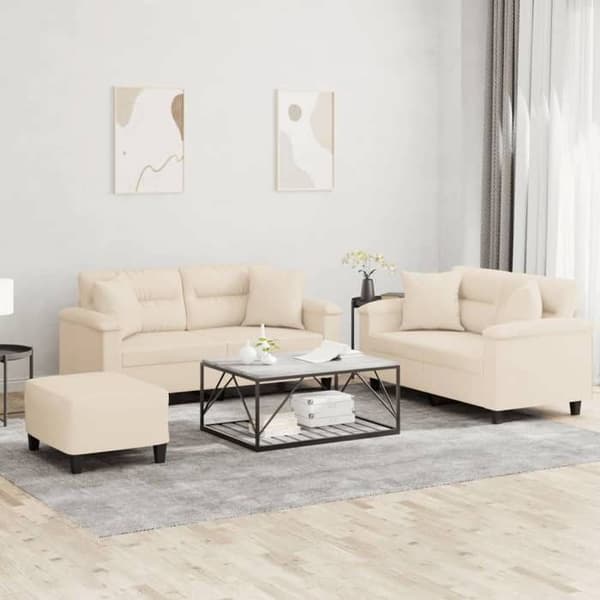 Maison Exclusive - Sæt af 3 sofaer med puder Beige Mikrofiber stof