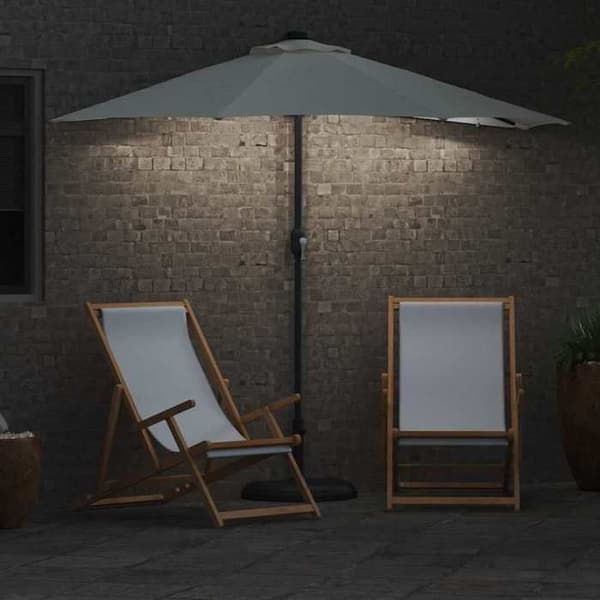 Trädgårdsparasol - MAISON EXCLUSIVE - 294x150x223 cm - Polyester & stål - Fällbar - Solenergi LED Sand