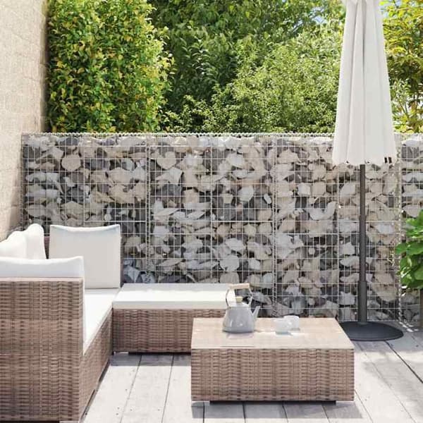 Exklusivt hus - Gabionvägg med galvaniserade stålskydd 900 x 50 x 150 cm silver-