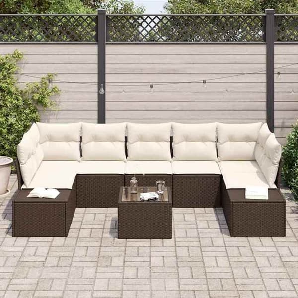 Maison Exclusive - 8 stk. have-sofa sæt i brun og creme polyrotin