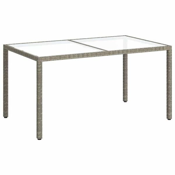 Maison Exclusive - Puutarhapöytä 150x90x75 cm Karkaistu lasi ja polyrottinki Harmaa