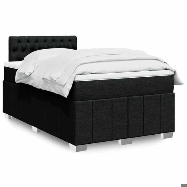 Maison Exclusive - Seng med lameller og madras Sort 120x200 cm Stof