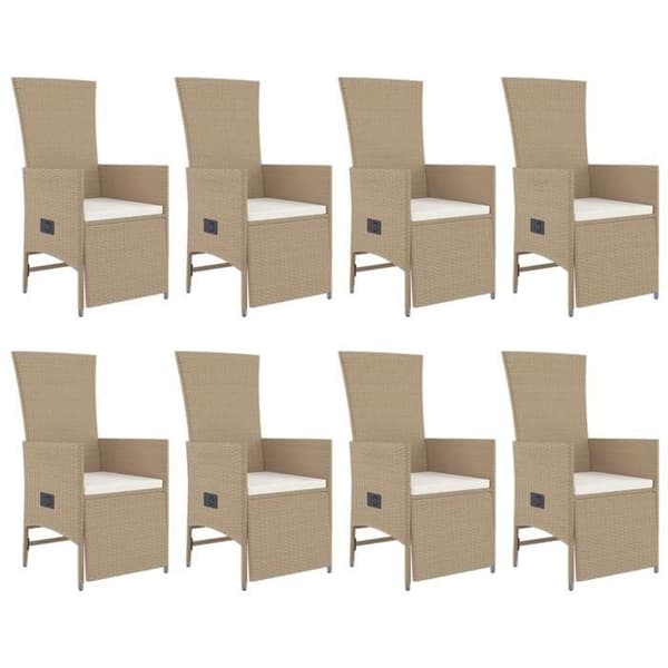 Trädgårdsmöbelset - EXKLUSIVT HUS - 9 delar - Beige - Polyrotting - Fällbara stolar beige