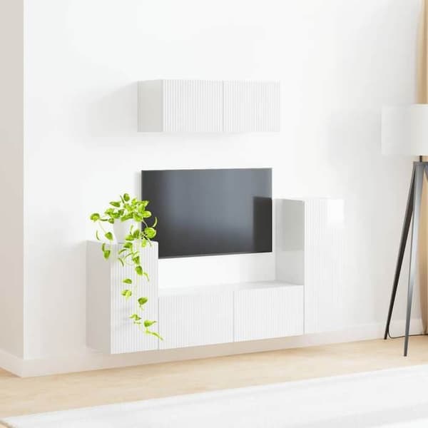 Maison Exclusive - 4 dele TV-møbel sæt Hvid højglans Ingeniørtræ