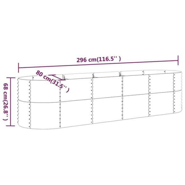 Maison Exclusive - Upphöjd trädgårdssäng i galvaniserat stål 296x80x68 cm grå grå