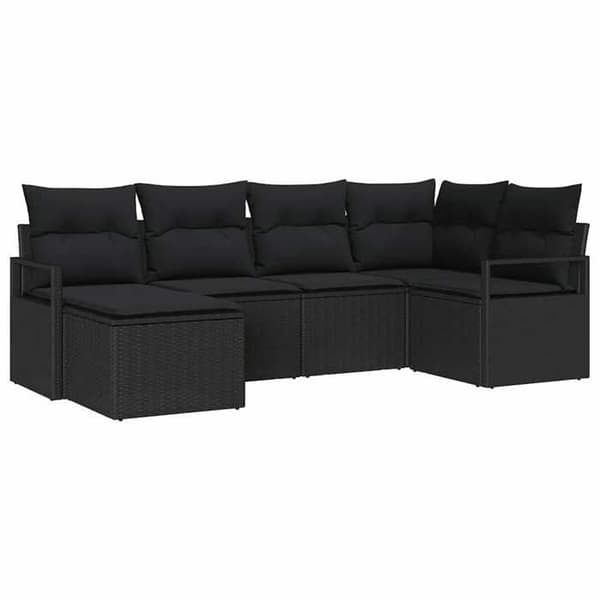 Maison Exclusive - 6-delars soffgrupp i svart polyrotting