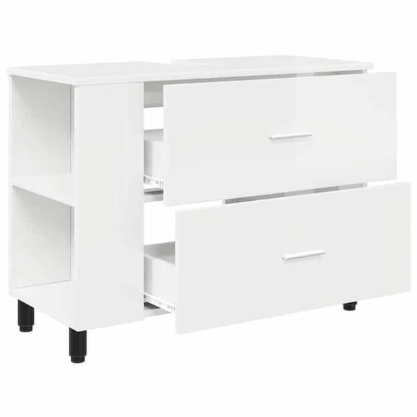 Maison Exclusive - Badrumsspegel med enhet Vit glansig 80 x 35 x 60 cm