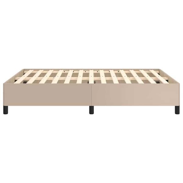 Sengestel - EKSKLUSIV HUS - 140x190 cm - Kunstlæder cappuccino - Lamelseng - Robuste ben Cappuccino