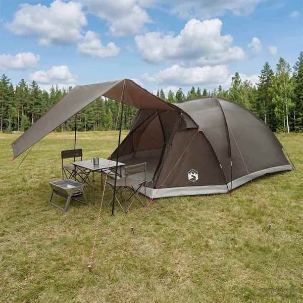 Maison Exclusive - Ruskea harmaa telttamökki 6 hengelle Polyesteri ja Teräs