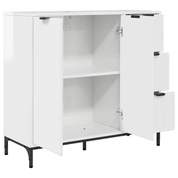 Buffé - EXKLUSIVT HEM - 89,5×33×82 cm - Blank vit - Ingenjörsträ - Kullagerfäste Strålande vit