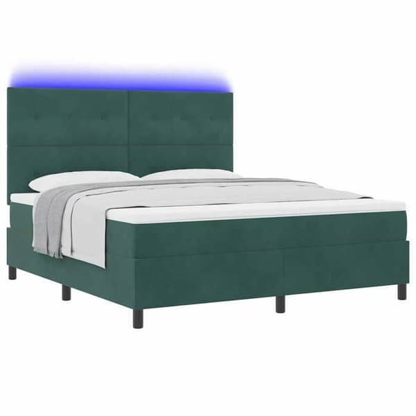 Maison Exclusive - LED-jousipatja Tummanvihreä 180 x 200 cm Sametti Mörkgrön