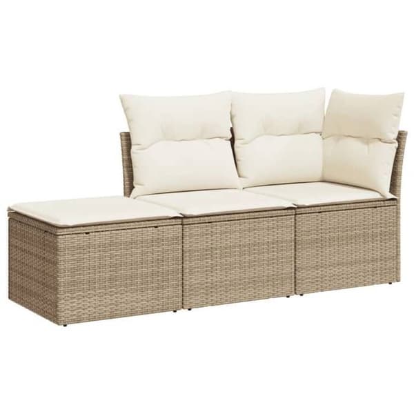 Maison Exclusive - Trädgårdsmöbler med kuddar 3 delar beige flätad resin