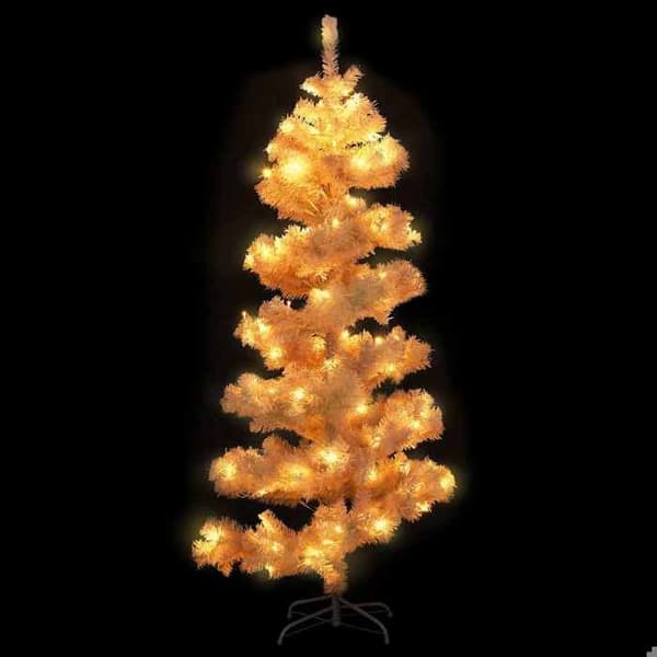 Maison Exclusive - Helixformad förbelyst julgran och vit ställning 150cm PVC Vit (stöd)