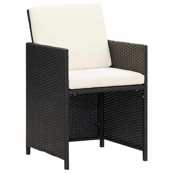 Maison Exclusive - Have spisebordssæt med puder 5 dele poly rattan sort
