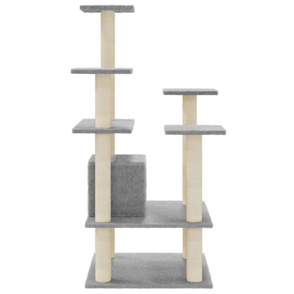 Kattträd - Exklusivt hus - Sisal - 110 cm - Ljusgrå ljusgrått