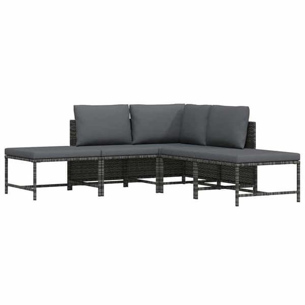 Maison Exclusive - Trädgårdsmöbler 5 delar med kuddar Grå Flätad resin