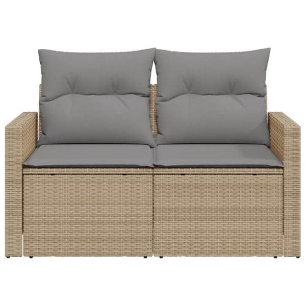 Maison Exclusive - Trädgårdsoffa med kuddar 2 platser beige flätad resin
