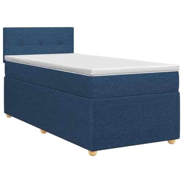 Maison Exclusive - Boxspring säng med madrass Blå 90 x 190 cm Tyg