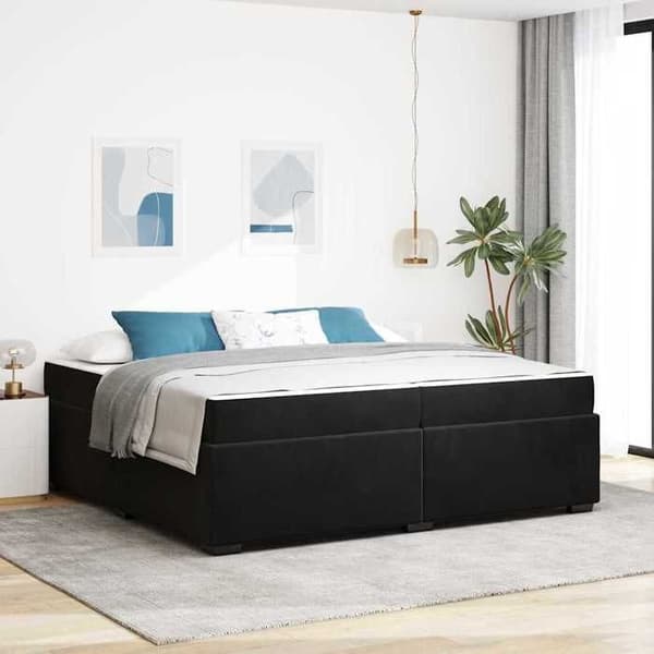 Maison Exclusive - Sengestel med madras Sort 200 x 200 cm stof