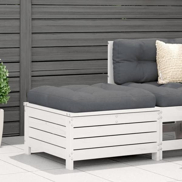 Havemøbel - EKSKLUSIVT HUS - Modulerbart - Massivt fyrretræ - Hvid pude - Lamel design Vit