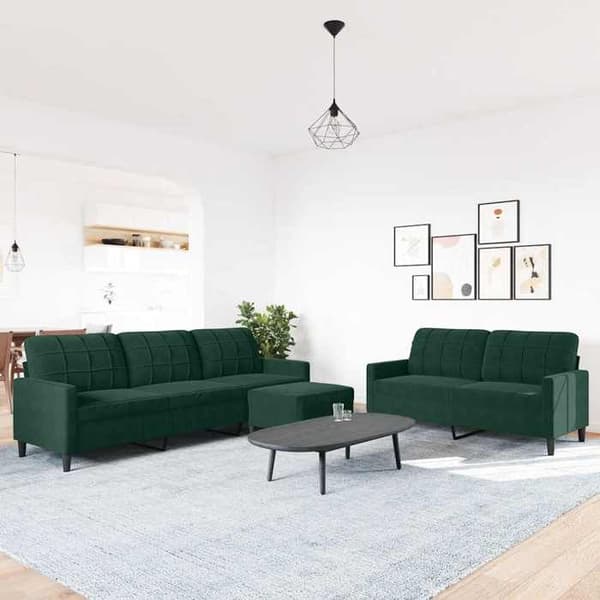 Maison Exclusive - Sæt af 3 sofaer med puder Mørkegrøn Velour