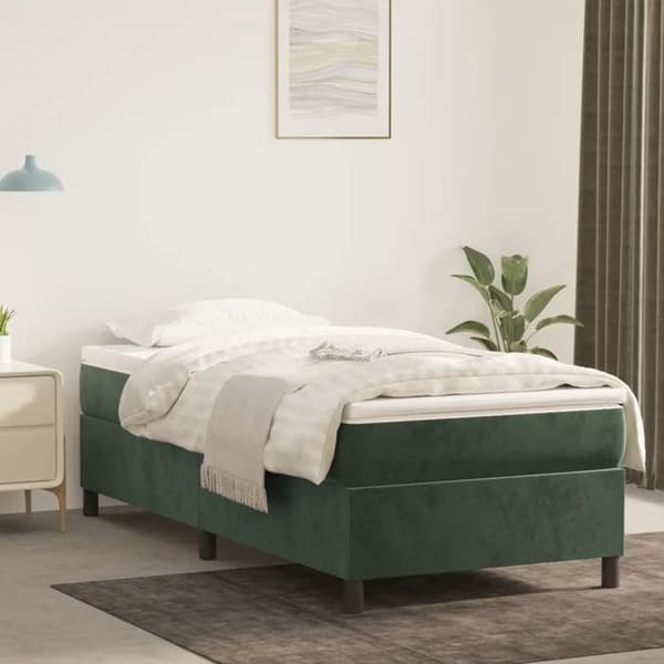 Maison Exclusive - Sängram med lameller mörkgrön 90x200 cm sammet mörkgrön