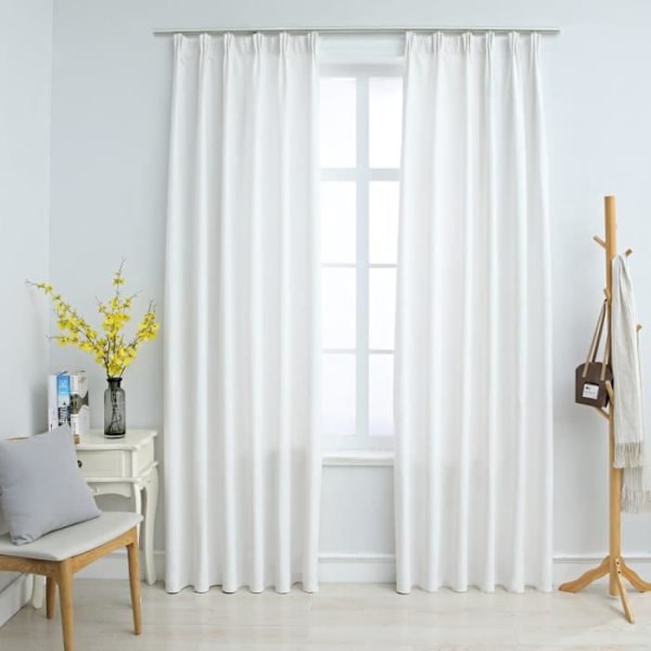 Mörkläggningsgardiner med krokar 2 st Off-white 140x175 cm175 [cm] Vit