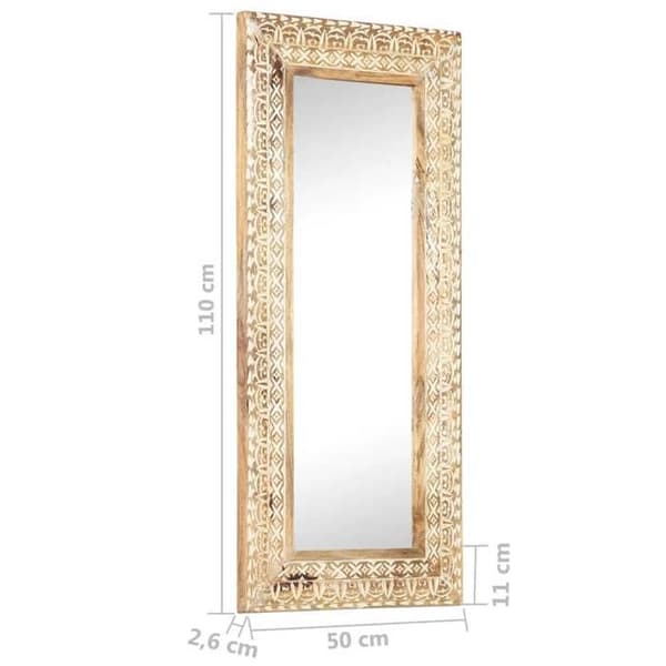 Maison Exclusive - Håndskåret spejl 110x50x2,6 cm Solid mangotræ