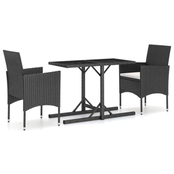 Maison Exclusive - Have spisebordssæt 3 dele Sort Svart