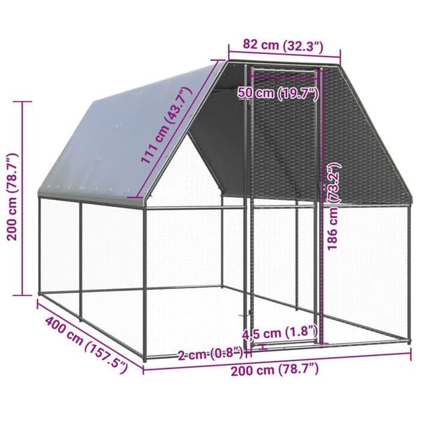 Maison Exclusive - Ulkokanala 2x4x2 m Galvanoitu teräs