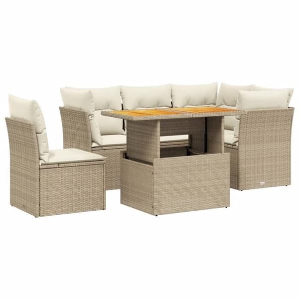 Maison Exclusive - Trädgårdsmöbler med kuddar 5 delar beige flätad resin