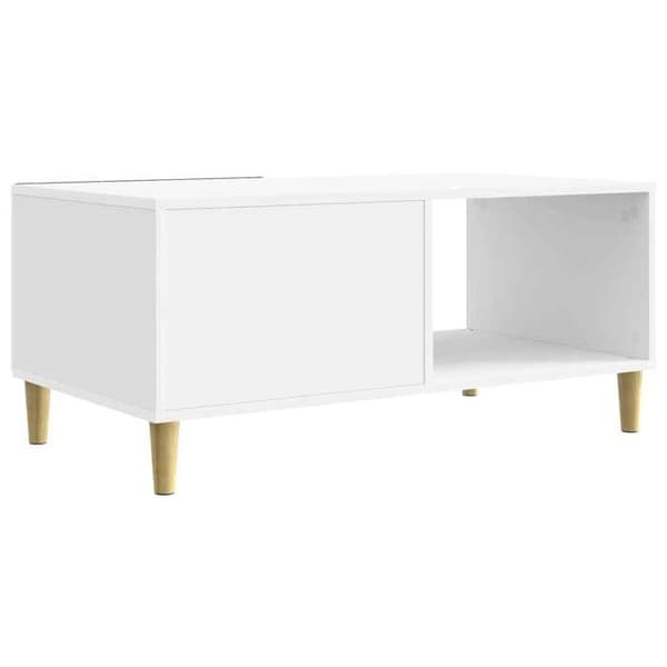Bord - EKSKLUSIV HUS - 90 x 50 x 40 cm - Hvid glans - Ingeniørtræ - Eucalyptus ben Strålande vit