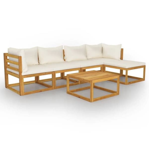 Maison Exclusive - Trädgårdsmöbler 6 delar med kuddar Creme Solid akaciaträ
