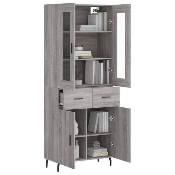 Maison Exclusive - Buffé hög Sonoma grå 69,5x34x180 cm Ingenjörsträ