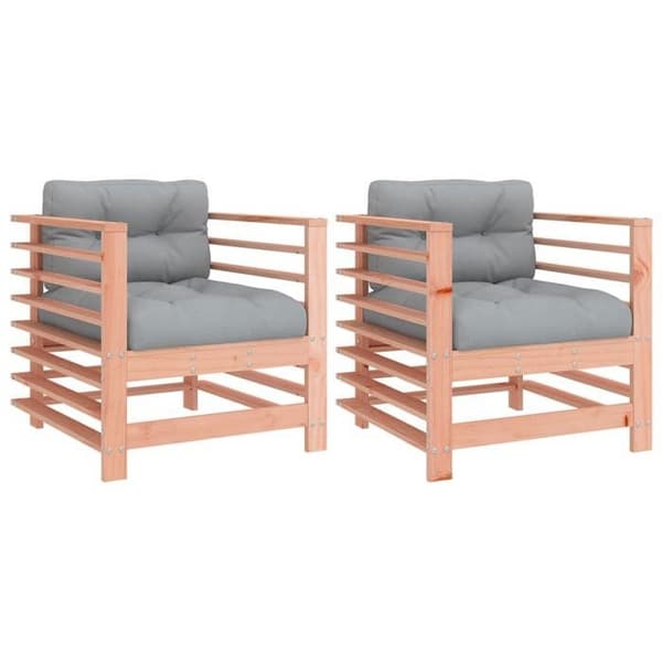 Maison Exclusive - Trädgårdsstolar med kuddar, set om 2, massiv douglas