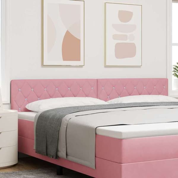 Hovedgærde - EKSKLUSIV HUS - Velour - 200 cm - Rosa - RGB LED-striber Ros