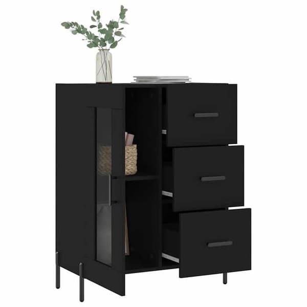 Maison Exclusive - Sort buffet 69,5x34x90 cm ingeniørtræ