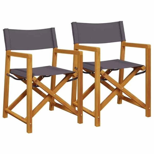 Maison Exclusive - Fällbara regissörsstolar set om 2 mörkgrå tyg Mörkgrå
