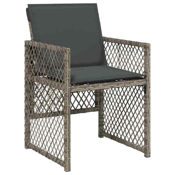 Havemøbel sæt - MAISON EXCLUSIVE - 11 dele - poly rattan grå - akacietræ bord - foldestole grå