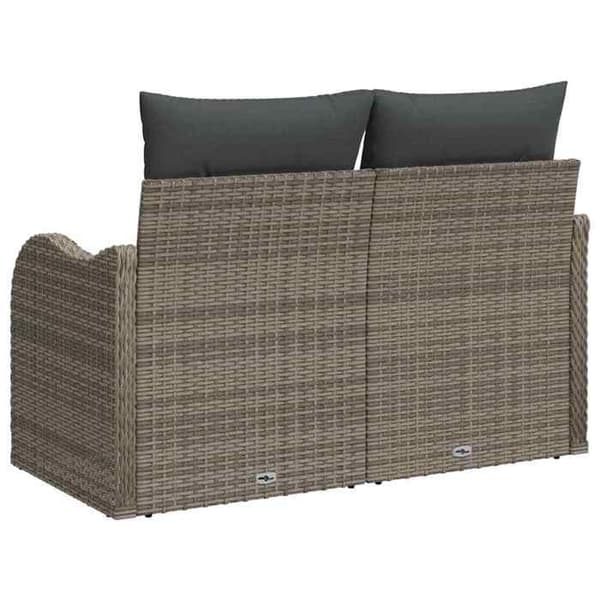 Havemøbel - EKSKLUSIVT HUS - 121 x 62 x 69 cm - Grå polyrotin - Stålramme - Armlæn og puder Grå