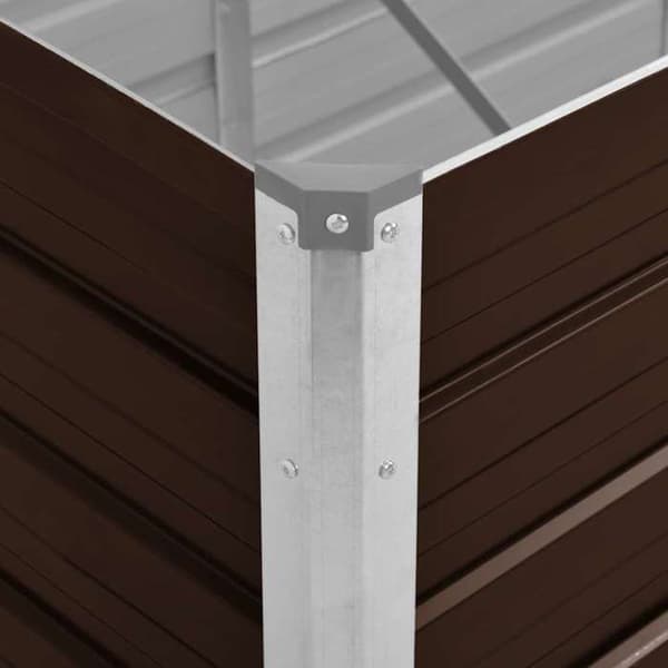 Rektangulær plantekasse - EKSKLUSIV HUS - 80x40x40 cm - Galvaniseret stål - Brun - Klar til montering brun