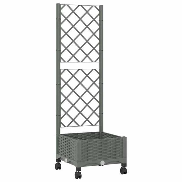 Maison Exclusive - Havebed med trellis og hjul Lys grå PP Ljusgrått