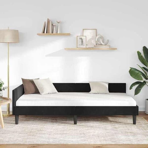 Maison Exclusive - Sort hjørneseng 90 cm x 190 cm i velour