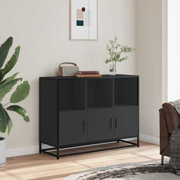 Maison Exclusive - Sort buffet 100x35x76 cm ingeniørtræ
