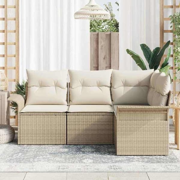 Maison Exclusive - 4-delt havemøbel sæt i beige polyrotin