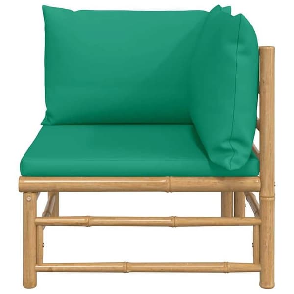 Maison Exclusive - U-formad trädgårdsoffa med bambugröna kuddar Bambu grön