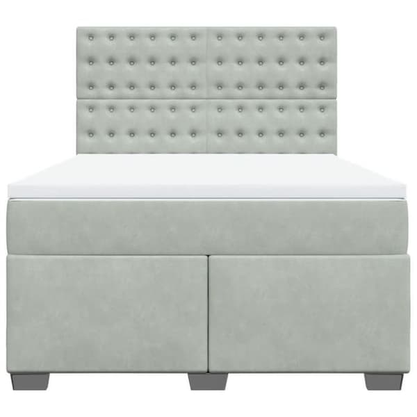 Maison Exclusive - Seng solid bund med socker og madras Grå 160x200cm Velour