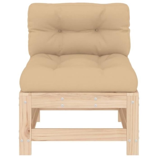 Central soffa med kuddar i massivt furu60 [cm] Brun