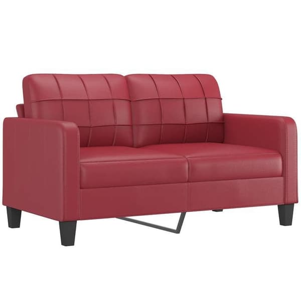 Maison Exclusive - Set med 2 soffor och kuddar i vinröd konstläder