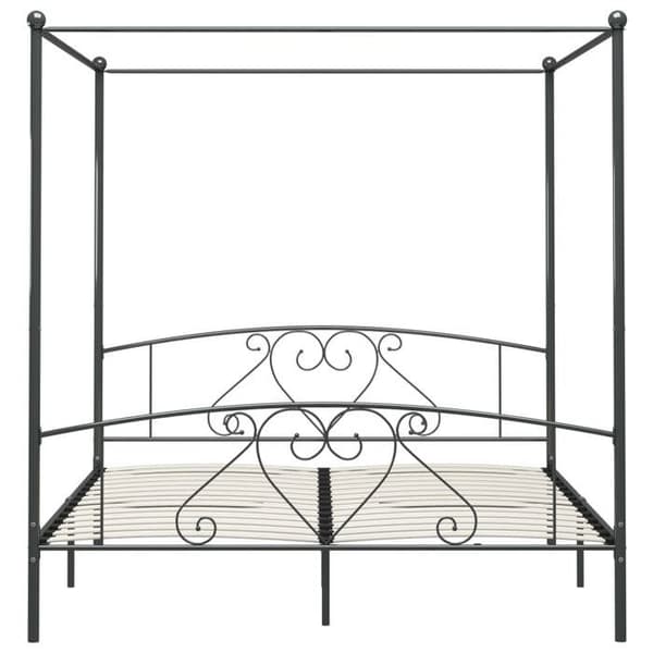 Sengestel med baldakin - EKSKLUSIV HUS - 180x200 cm - Grå - Solid metal - Lamelseng